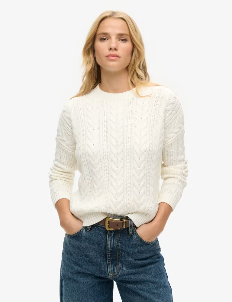 Pure Cotton Cable Knit Relaxed Jumper | Marks & Spencer (UK)