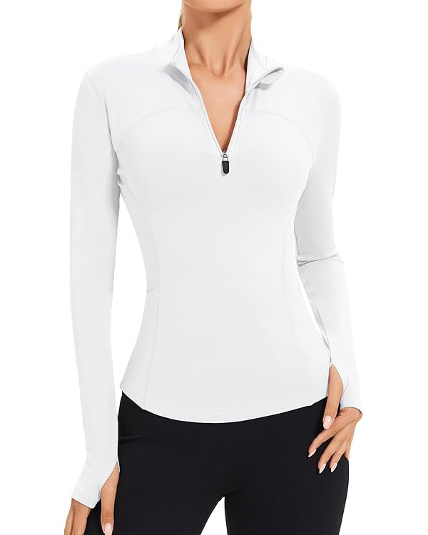 AKEWEI Womens Long Sleeve Workout Tops Quarter Zip Pullover Quick Dry Crop Athletic Slim Fit Yoga... | Amazon (US)
