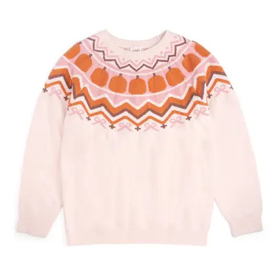 Sweet Wink Pumpkin Fair Isle Women's Sweater in Soft Pale Pink at Nordstrom, Size Medium | Nordstrom