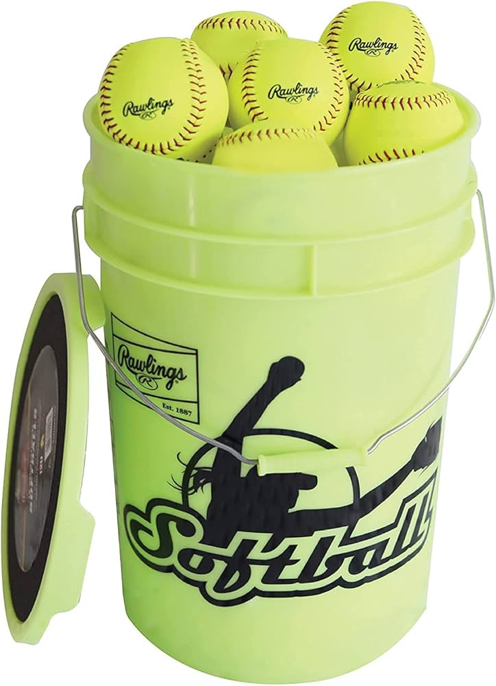 Rawlings Rfpbp12sy Fastpitch Softball 12 Bucket 12 Ball Pack W/Bucket | Amazon (US)