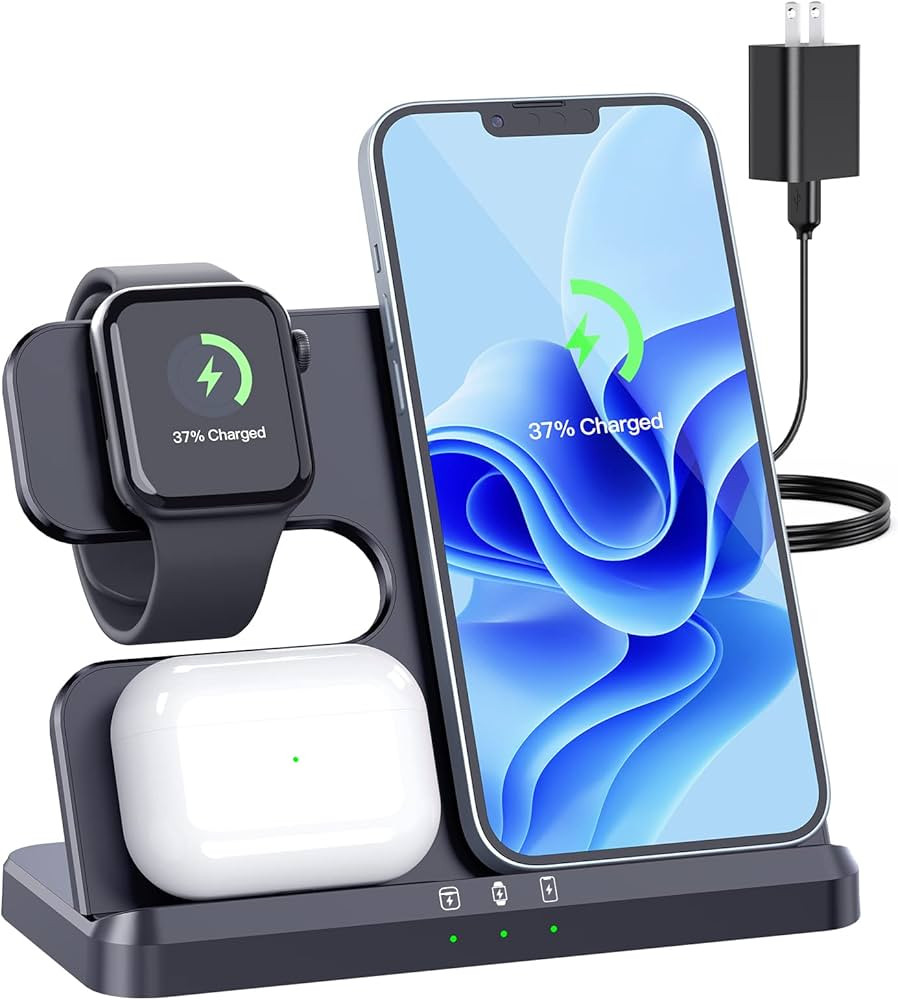 3 IN1 Wireless Charging Station Apple,20W Fast Wireless Charger Stand, iPhone Wireless Charger St... | Amazon (US)