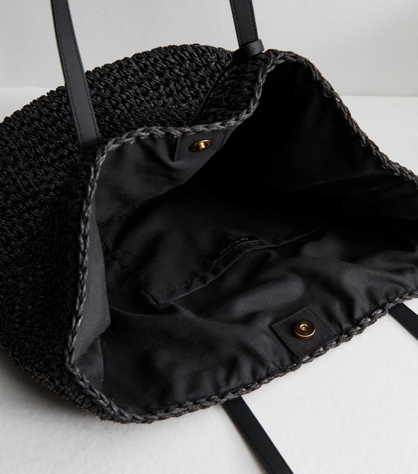 Black Raffia Look Logo Charm Tote Bag | New Look | New Look (UK)