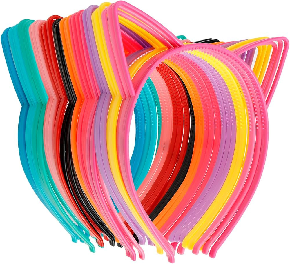 COCIDE 36Pcs Cat Ears Headbands Plastic Taylor Party Decorations Headbands for Party Favors Birthday Supplies for Women Halloween Hair Accessories Hair Hoops Costume | Amazon (US)