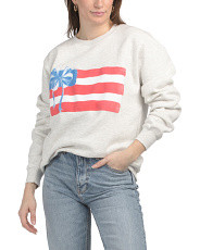 American Flag With Bow Crew Neck Sweatshirt | Juniors | Marshalls | Marshalls