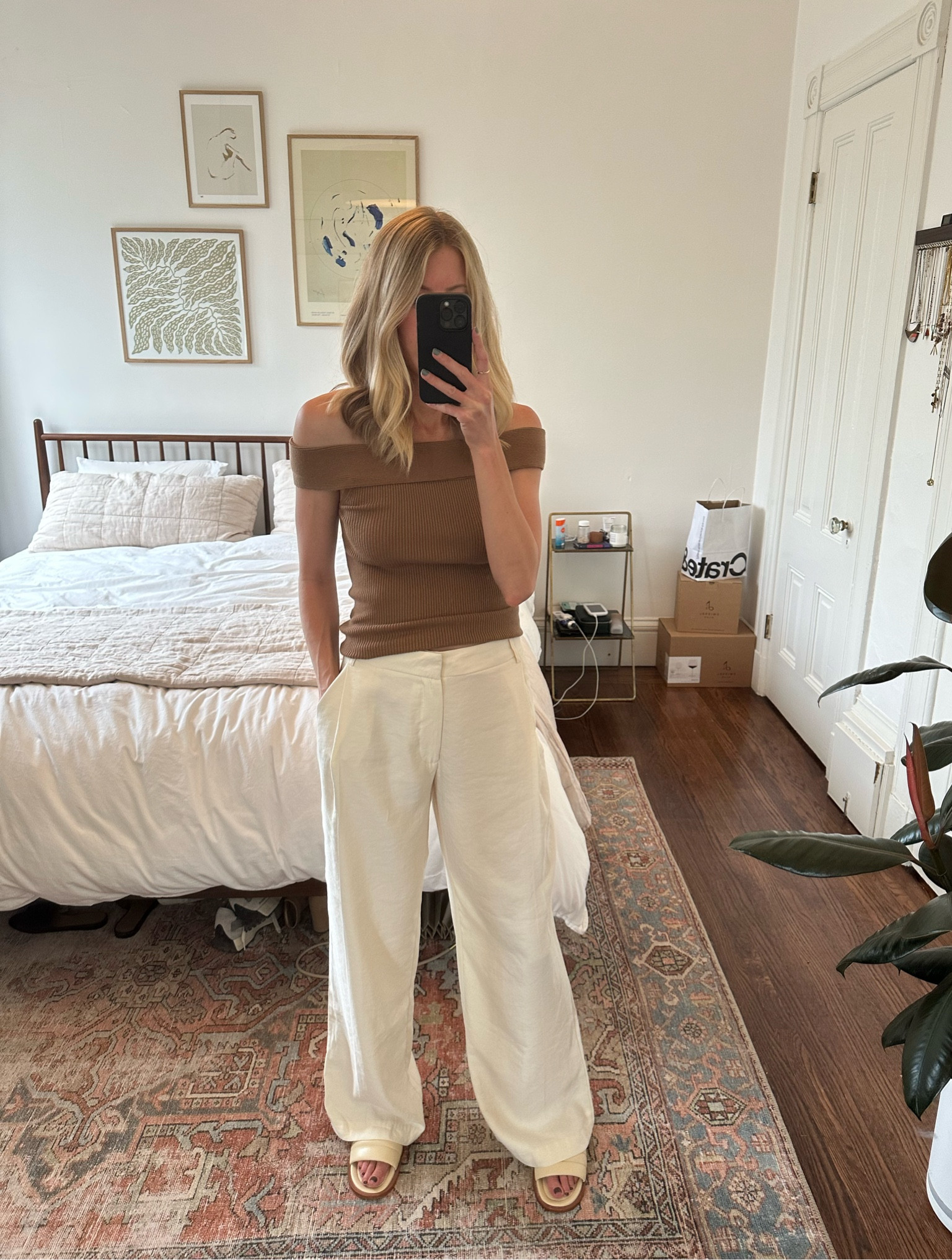 easy summer date night look. anyone else loving off-the-shoulder making a comeback? size small and love the subtle ribbed detailing!

#LTKsalealert #LTKSeasonal #LTKstyletip