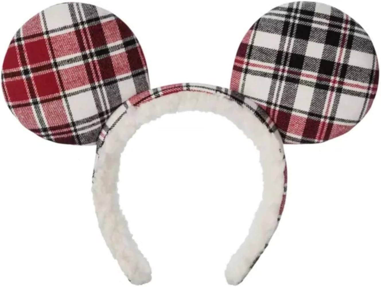 WDW Theme Park Merchandise Mickey Plaid Christmas Holiday Fuzzy Ears Headband for Adults | Amazon (US)