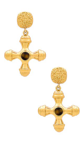 Aurora Earrings in Gold & Tiger Eye | Revolve Clothing (Global)