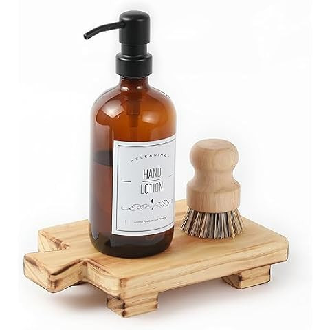 Wood Soap Stand, Kitchen SoapTray Plant Holder Wooden Soap Holder for Bottles Wood Riser Pedestal... | Amazon (US)