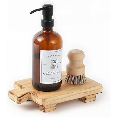Wood Soap Stand, Kitchen SoapTray Plant Holder Wooden Soap Holder for Bottles Wood Riser Pedestal... | Amazon (US)