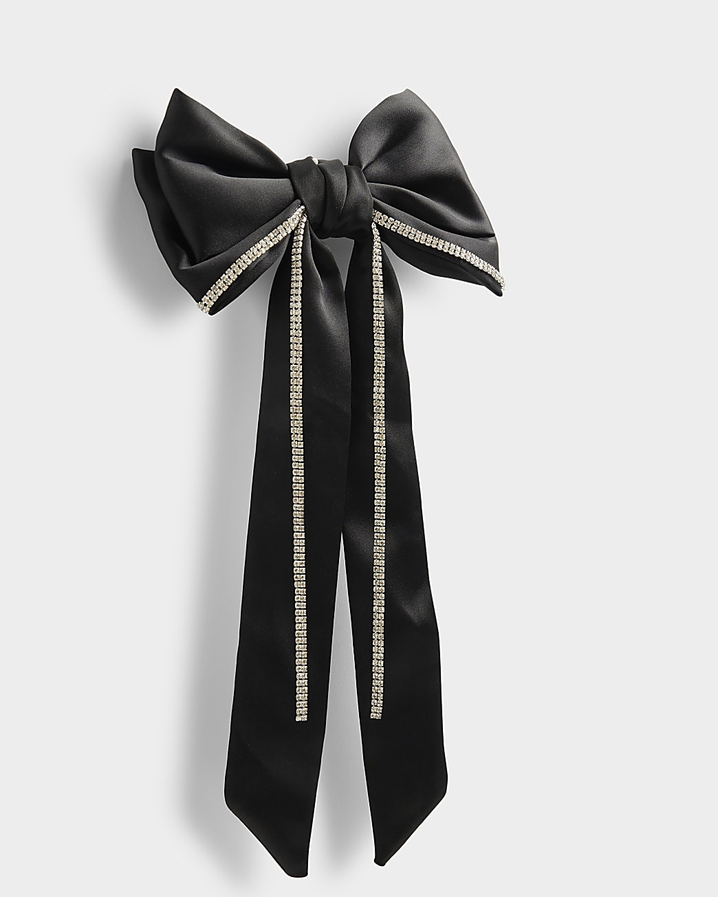 Black Satin Bow hairclip | River Island UK & IE