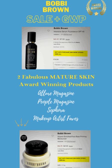 What are the BEST foundation brands for fabulous MATURE SKIN?

No need to Google, we’ve done all the research for you and discovered one of the most talked-about duos is on sale now!

Award Winning Bobbi Brown Intensive Serum Foundation 
SPF 40
***** (FCO50 review)

Available in 27 colors (scroll to the bottom for our tip on finding your foundation color without leaving the sofa!)

A hydrating foundation with the perfect balance of light-medium coverage.  

No neon signs added to wrinkles.  A dewy and flawless look.
…….
Also recommended brands by magazines & beauty experts, for MATURE SKIN;

ILIA SUPER SERUM SKIN TINT 
with SPF 40 
**** 1/2 (FCO50 Rating)

~ I’ve been wearing this hydrating low-med coverage foundation for over a year and love it.  Highly recommend.

…..
NARS Pure Radiant Tinted Moisturizer
SPF 30
**** (FCO50 rating)

I often switch back to this award-winning, hydrating foundation created with Mature Skin in mind.

It is a solid medium coverage foundation however I generally prefer something with lighter weight and coverage.  But it’s a wonderful foundation line.

…..

AWARD-WINNING DRUG STORE MIDLIFE FOUNDATION BRANDS

It Cosmetics CC Nude Glow

...

L’ oreal True Match

** BEAUTY TIP ~ FINDING YOUR FOUNDATION COLOR**

Click on one of the foundation links above, then look bottom right of the store page.  There will be three lines to “chat with an expert”.

Grab a couple of your favorite foundation bottles and ask the virtual shopper to recommend the right shade for you based upon what you are already wearing.

Easy Peasy!

Keep in mind, most department stores not only offer free shipping and returns, the virtual assistant is at your service too!

May the new year bring you and your family peace and much joy.

Until next time, I’ll continue to research and bring you award winning products for our fabulous age demographic!

With joy,
Jonet 





#LTKbeauty #LTKsalealert #LTKover40