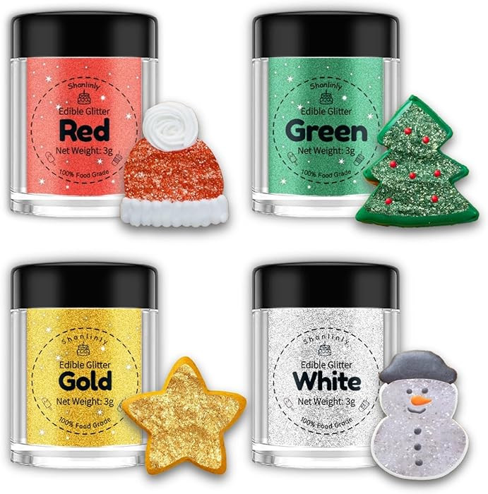 Edible Glitter for Drinks Cakes Decoration Christmas Set - Food Grade Shimmer Luster Glitter Dust... | Amazon (US)