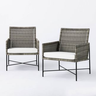 2pk Wicker & Metal X Frame Patio Accent Chairs - Gray  - Threshold™ designed with Studio McGee | Target