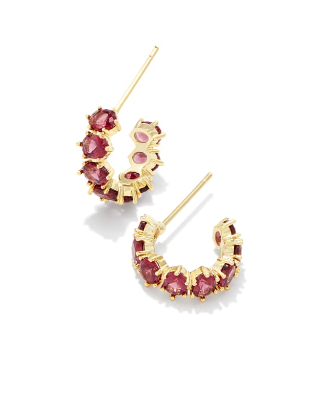 Cailin Gold Huggie Earrings in Red Crystal | Kendra Scott