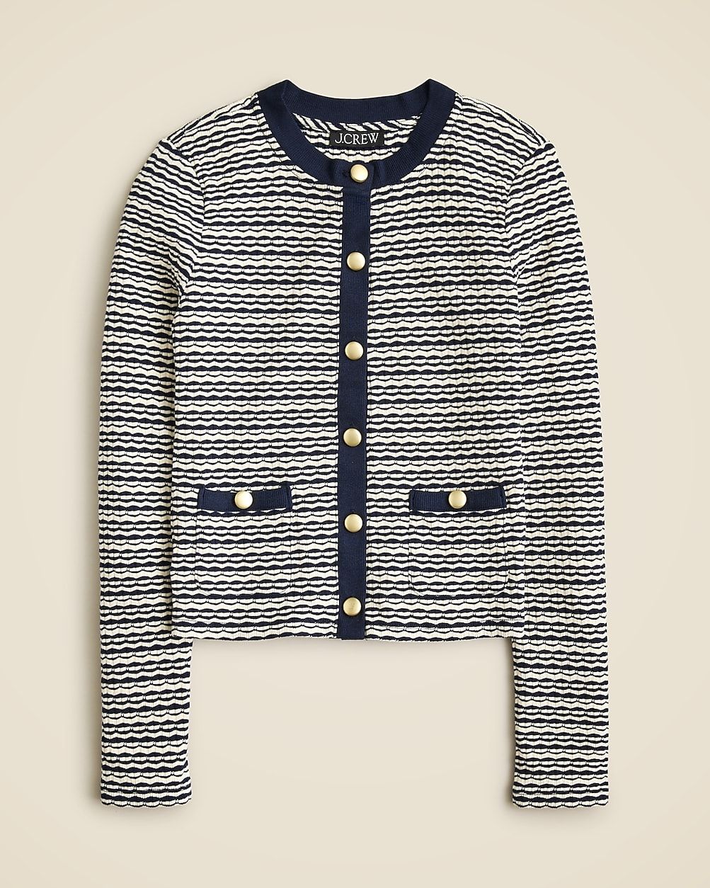 Shrunken cardigan in jacquard cotton blend | J. Crew US