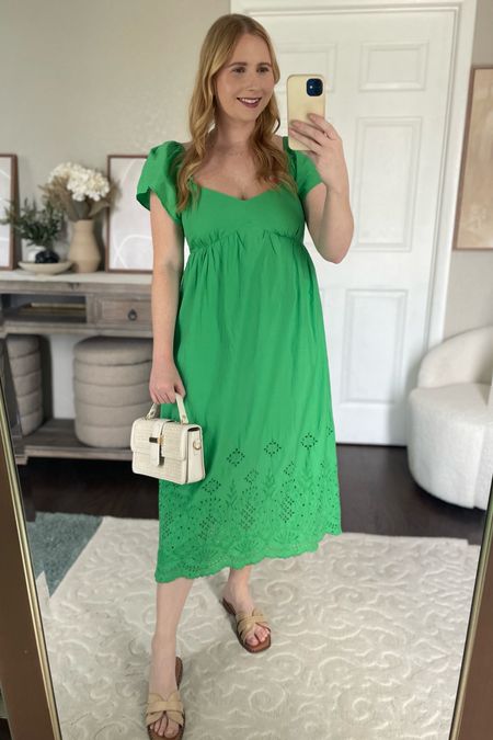 Eyelet Flutter Sleeve Maxi Dress from LOFT - size medium, currently 30% off, Affordable by Amanda wears a green flutter sleeve maxi dress, summer dress 

#LTKSeasonal #LTKMidsize #LTKSaleAlert