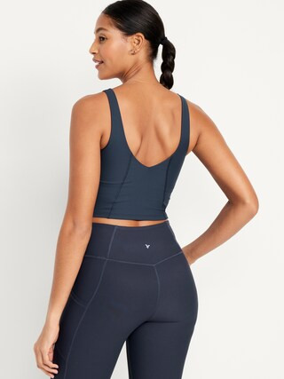 Light Support PowerSoft Rib Longline Sports Bra | Old Navy (US)