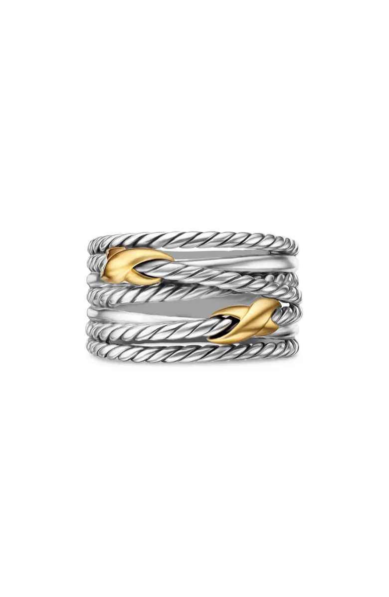Double X Crossover Ring in Sterling Silver with 18K Yellow Gold, 13mm | Nordstrom
