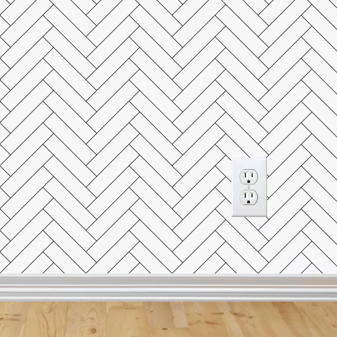 Monochrome Herringbone Wallpaper Peel and Stick Wallpaper Removable for Interior Design Removable... | Etsy (US)
