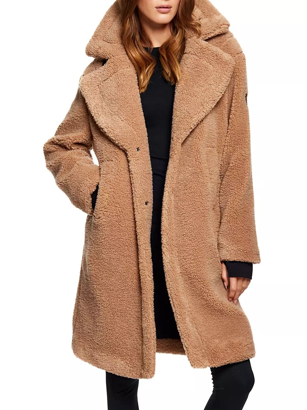 Sherpa Leather-Trimmed Coat | Saks Fifth Avenue