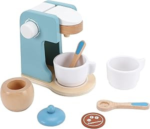 WHOHOLL Wooden Kitchen Toys, 8 Pcs Coffee Maker Toy Play Kitchen Accessories Pretend Set for Boys... | Amazon (US)