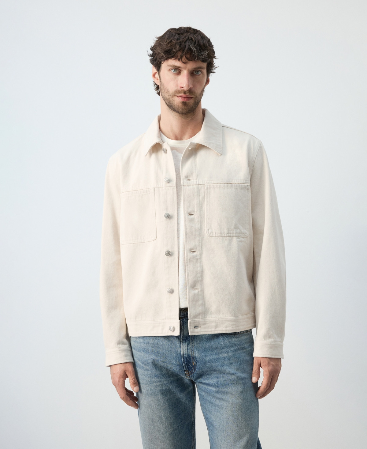 Mango Men's Cotton Pockets Denim Jacket - Ecru | Macy's
