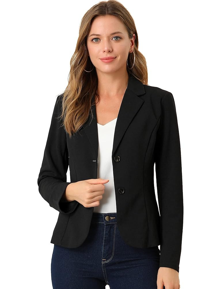Allegra K Women's Work Office Blazer Stretch Lapel Collar Long Sleeve Jacket Suit Blazer | Amazon (US)