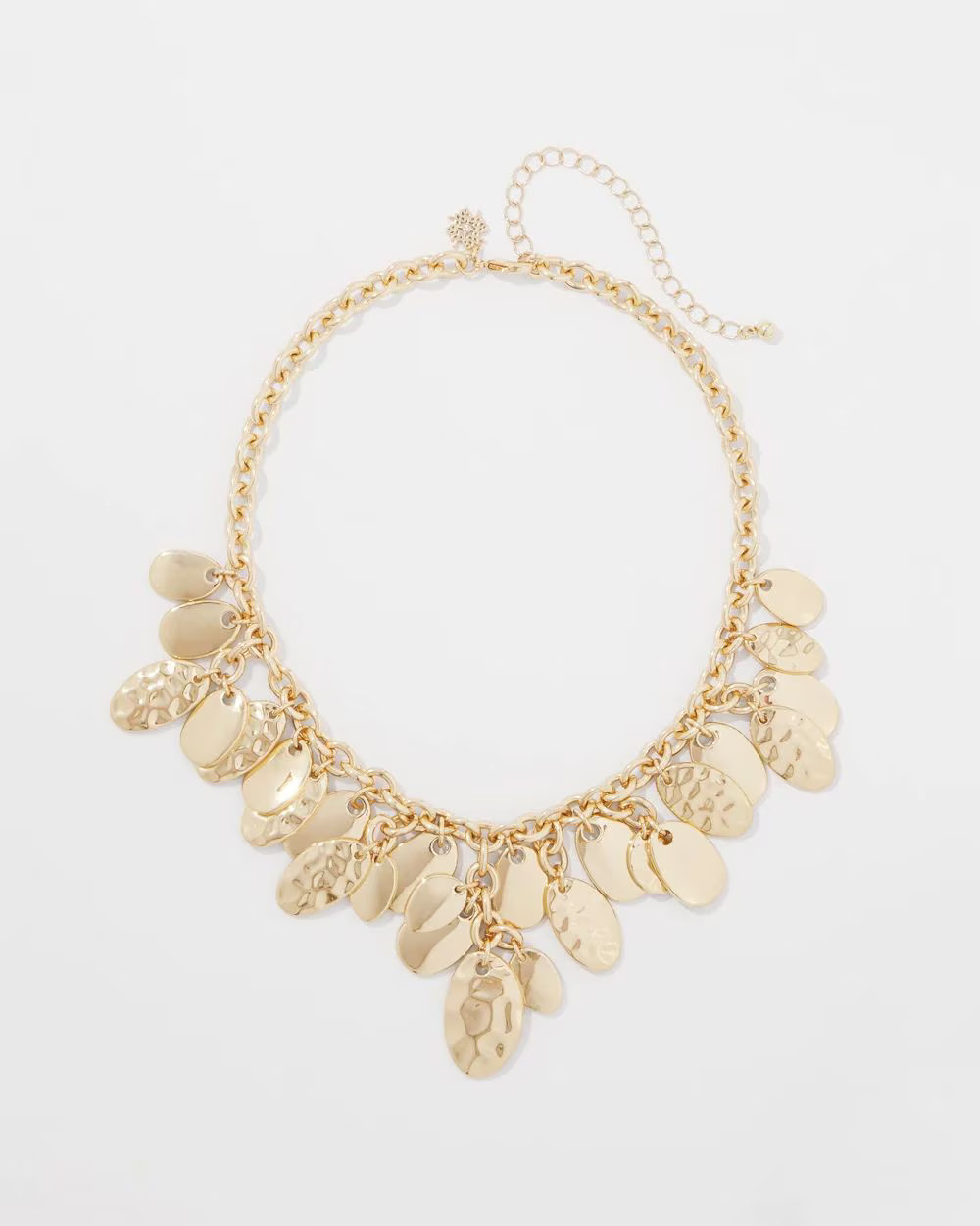 Gold Hammered Disc Single Strand Necklace | White House Black Market