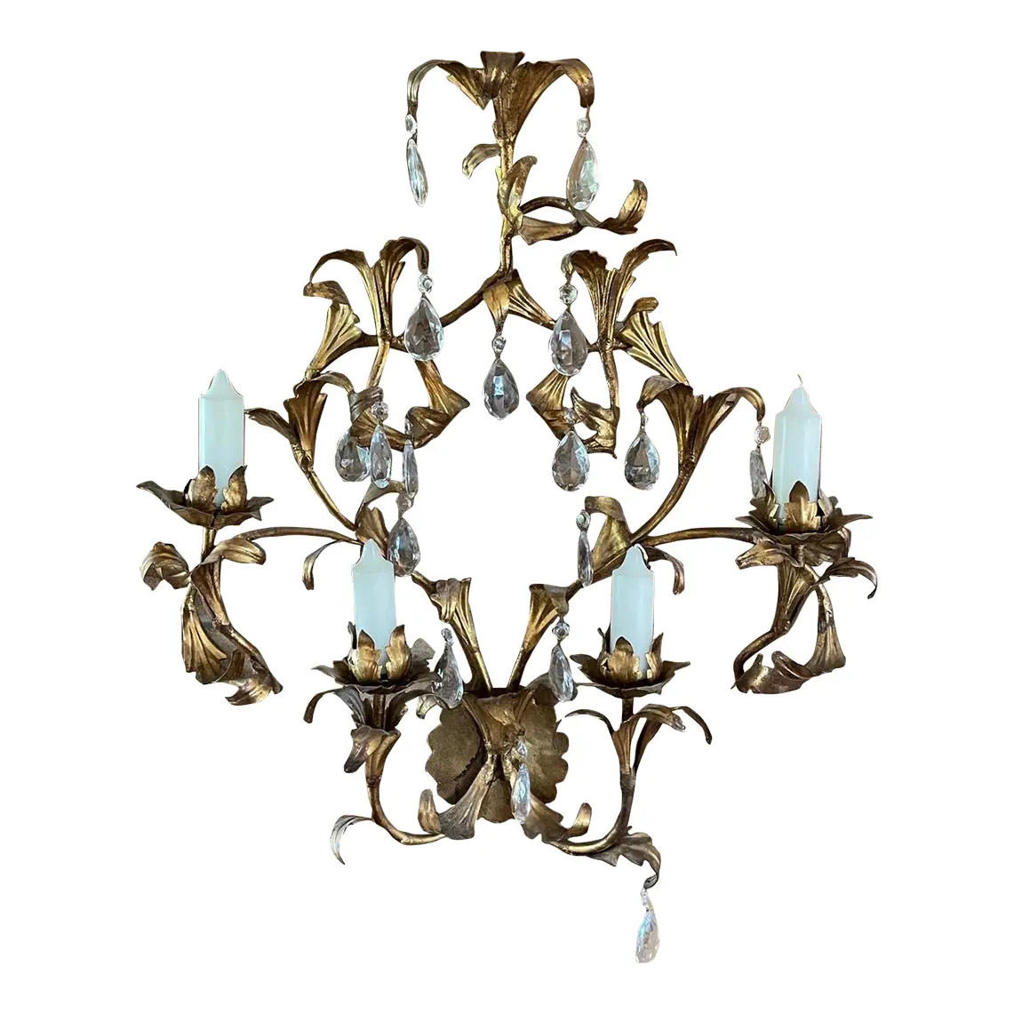 1920s Large Italian Tole 4 Candle Sconce | Chairish