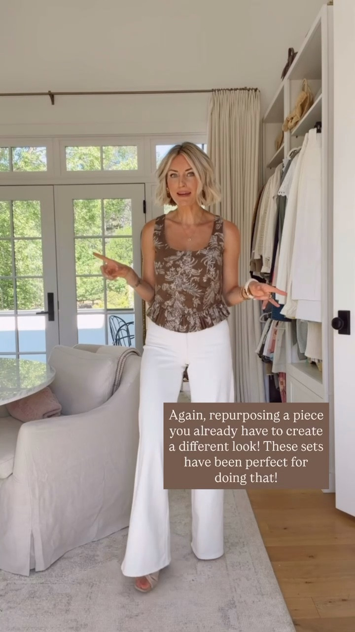 Love a matching set that can be worn several ways 👏🏼 wearing XS/4. Loverly Grey, Loft, spring fashion, spring outfit ideas, Target find, white denim outfit, white jeans outfit 

#LTKootd #LTKSeasonal