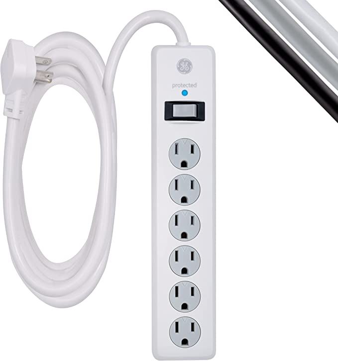 GE 6-Outlet Surge Protector, 10 Ft Extension Cord, Power Strip, 800 Joules, Flat Plug, Twist-to-C... | Amazon (US)
