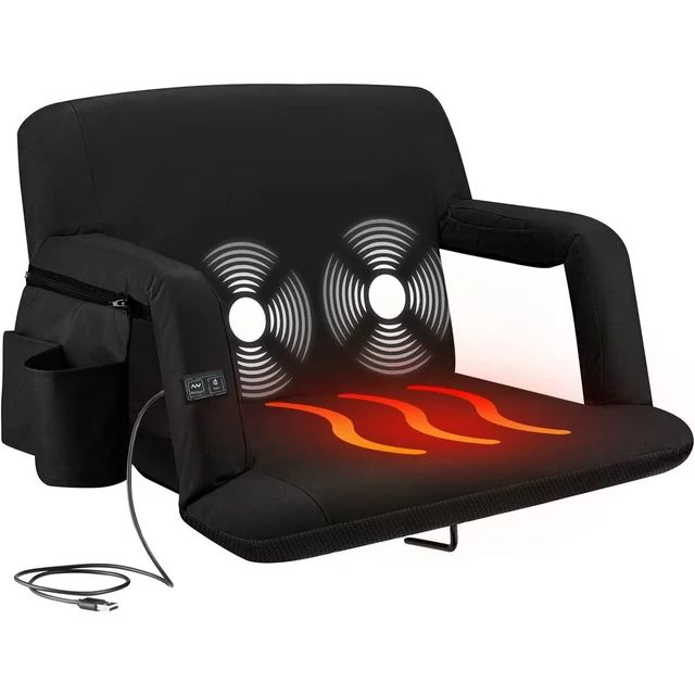 Alpcour X-Wide Heated Massage Reclining Stadium Seat - Extra Thick Waterproof Chair with Wide Bac... | Walmart (US)