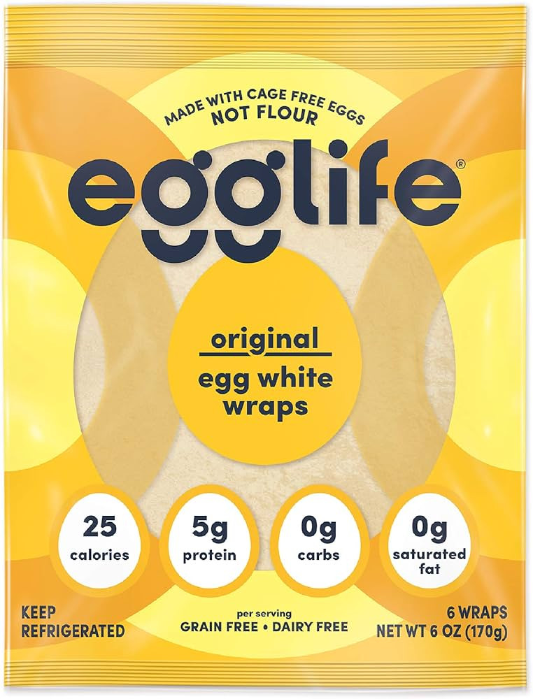 egglife Original Style Egg White Wraps - No Flour, Cage Free Eggs - Gluten Free, Dairy Free, Suga... | Amazon (US)