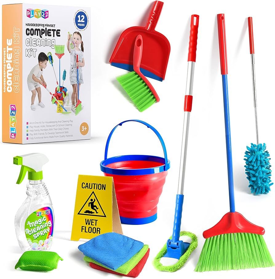Play22 Kids Cleaning Set 12 Piece - Toy Cleaning Set Includes Broom, Mop, Brush, Dust Pan, Duster... | Amazon (CA)
