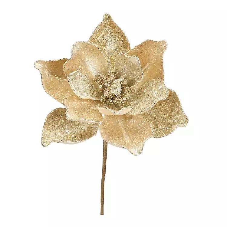 New! Glittered Gold Magnolia Stems, Set of 6 | Kirkland's Home