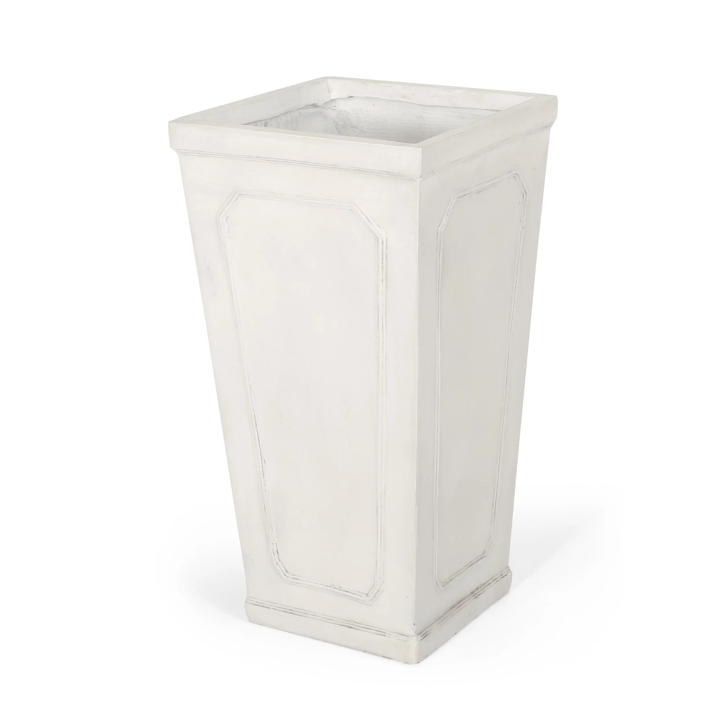 Greg Outdoor Large Cast Stone Tapered Planter, Antique White | Walmart (US)