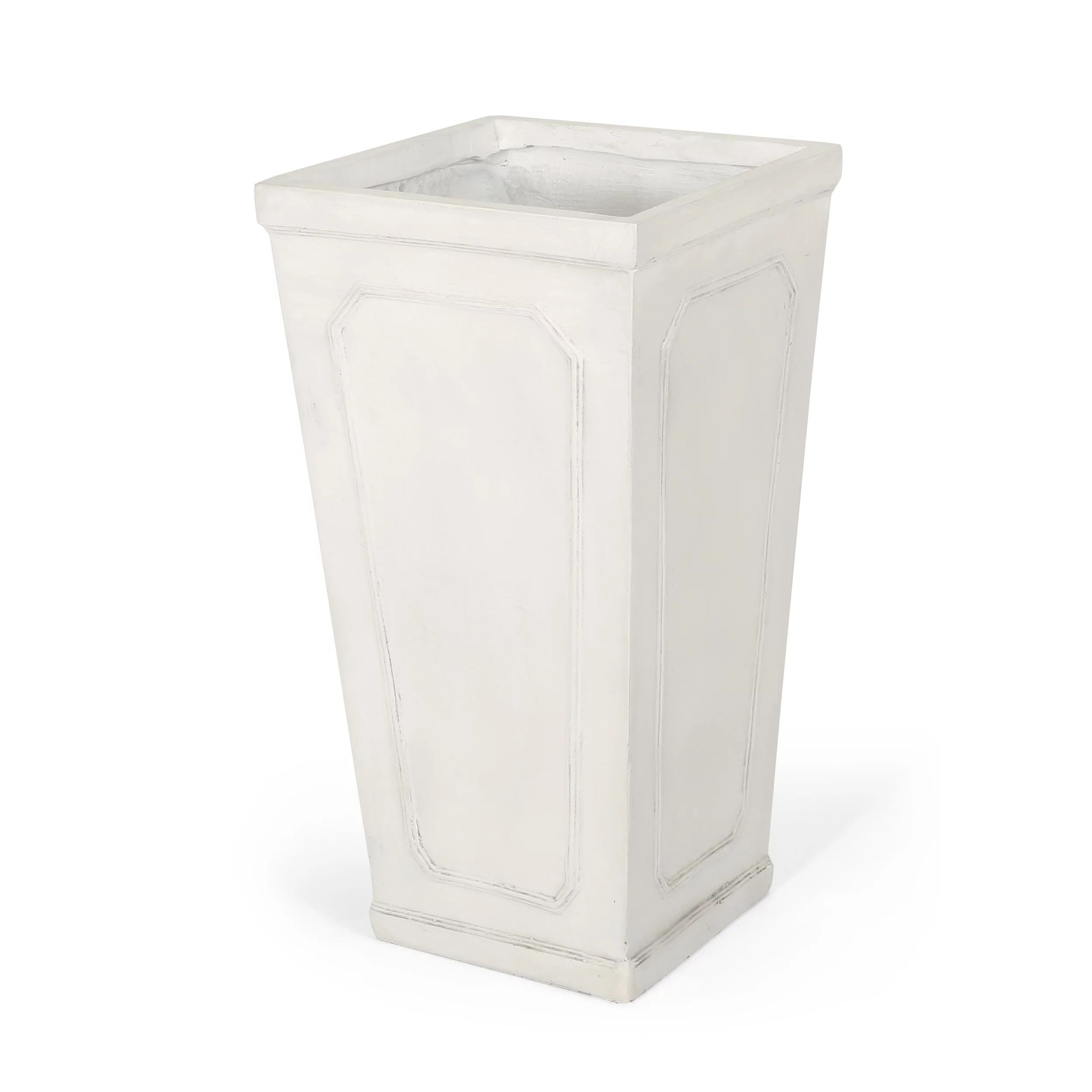 Greg Outdoor Large Cast Stone Tapered Planter, Antique White | Walmart (US)