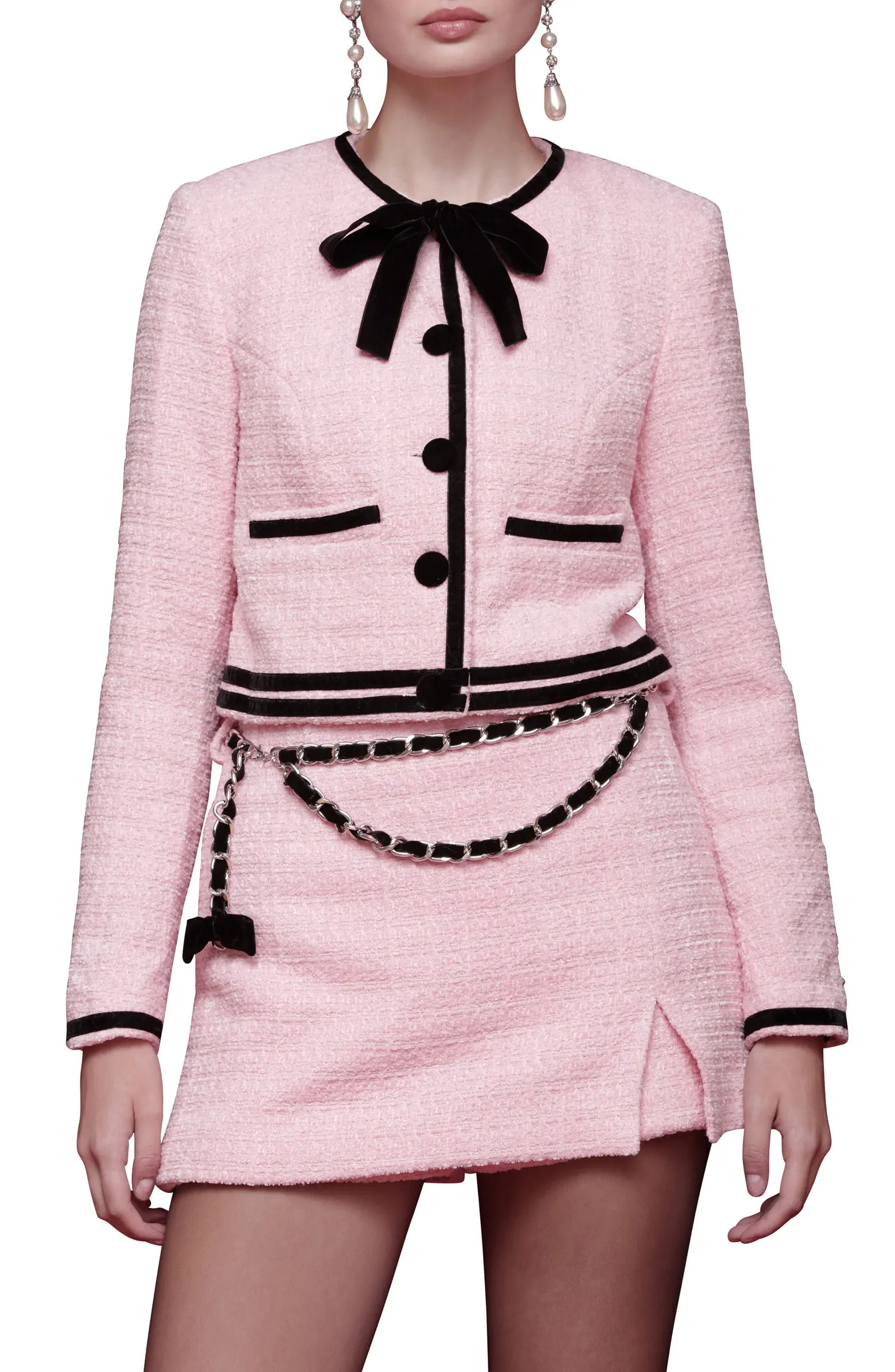 Tweed Crop Bow Trim Jacket | Nordstrom