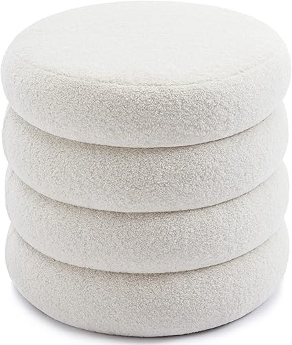 Flouki Sherpa Storage Ottoman, Teddy Ottoman with Storage, Round Pouf Storage Stool, Fluffy Foots... | Amazon (US)