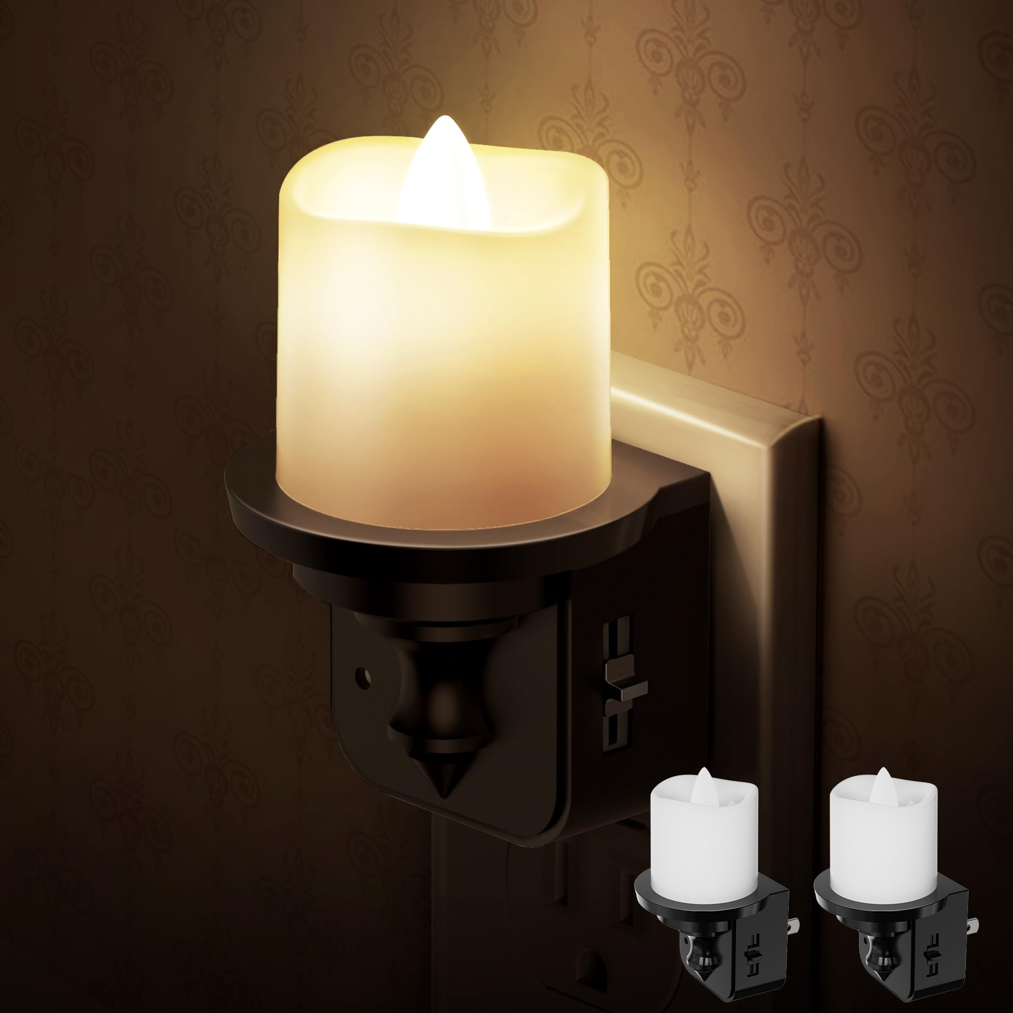 Flameless Candle Night Light, Night Lights Plug into Wall 2 Pack, LED Candle Night Light with Lig... | Amazon (US)