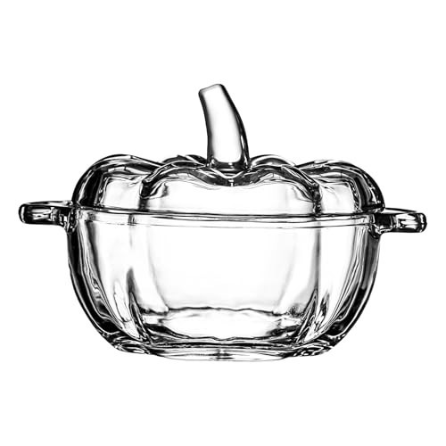 Small Glass Jar with Lid - 16.7 oz Pumpkin Soup Bowls with Handle - Fall Candy Dish Glass Jar - Bowls Dishes for Thanksgiving Party - Microwave Dishwasher Safe | Amazon (US)