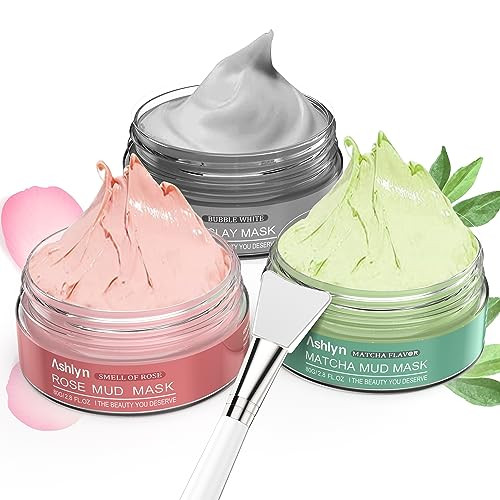 Ashlyn 3 PCS Clay Mask Set, Green Tea Clay Facial Mask, Rose Face Masks Skincare, Dead Sea Bubble Deep Cleanse Mask, Organic Facial Masks for Women, Face Mask Skin Care Set Gifts for Girls Teens | Amazon (US)