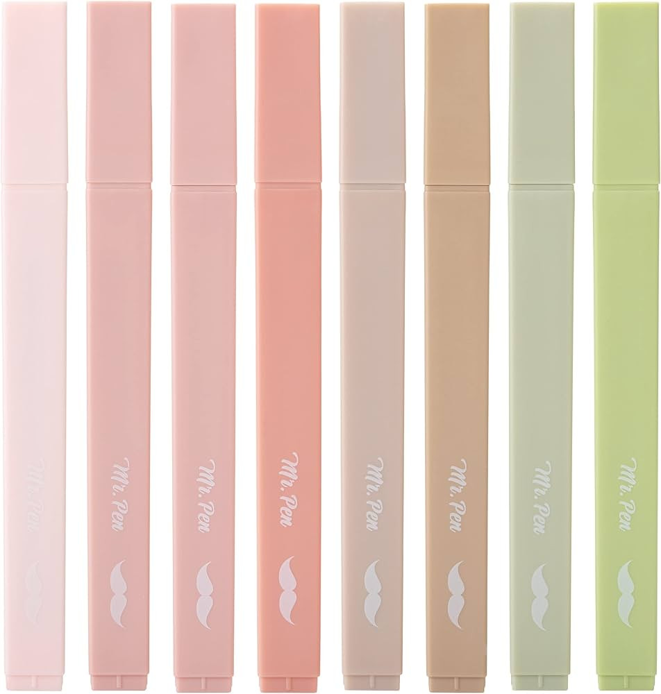 Mr. Pen- Aesthetic Highlighters, 8 pcs, Chisel Tip, Boho Colors, No Bleed Bible Highlighter Paste... | Amazon (US)