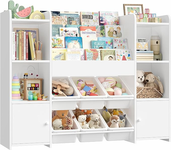 FOREHILL Toy Storage Unit Childrens Bookcase Kids Storage Kids Bookshelf Toy Organiser with 6 Rem... | Amazon (UK)
