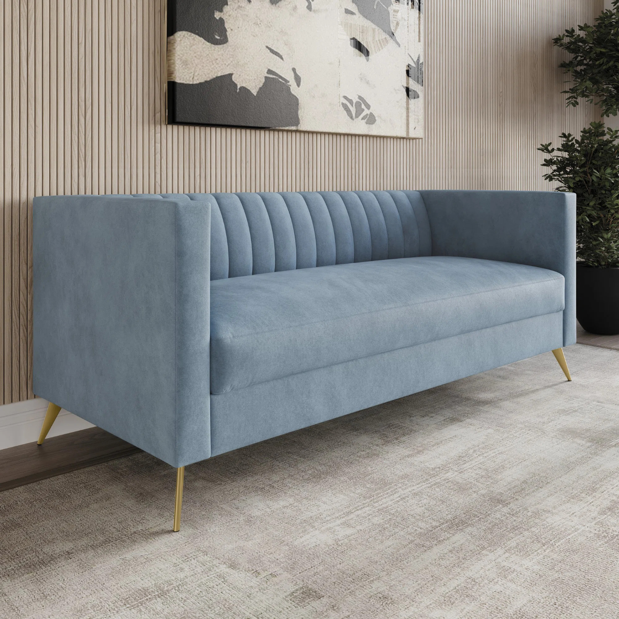 Cramlington Velvet Square Arm Sofa | Wayfair North America