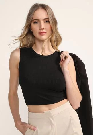 Regata Cropped Forum Canelada Preta | Dafiti (BR)