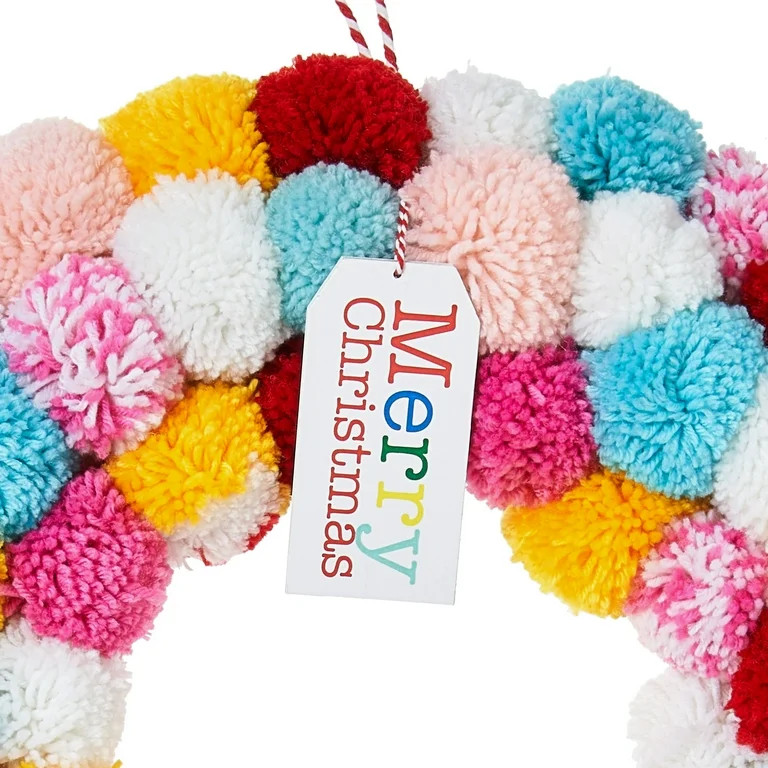 Holiday Time Pom Pom Wreath, 22" - Walmart.com | Walmart (US)