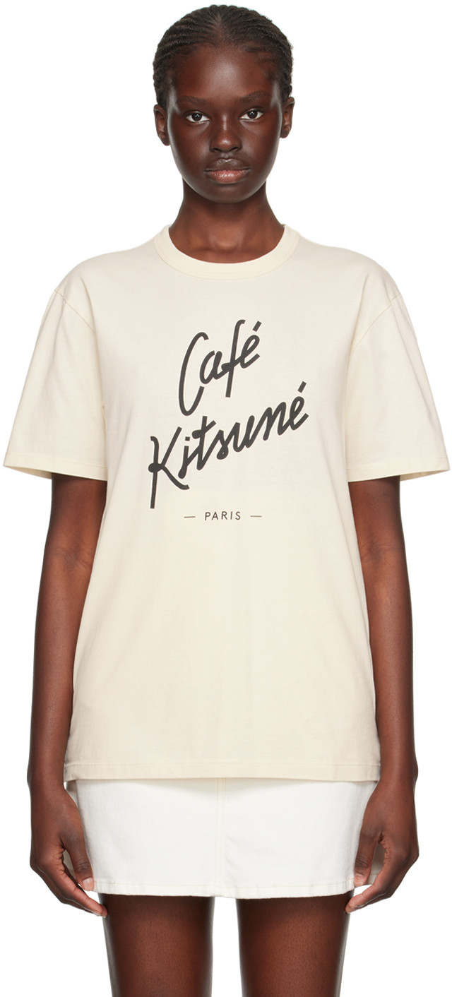 Maison Kitsuné Off-White 'Café Kitsuné' T-Shirt | SSENSE