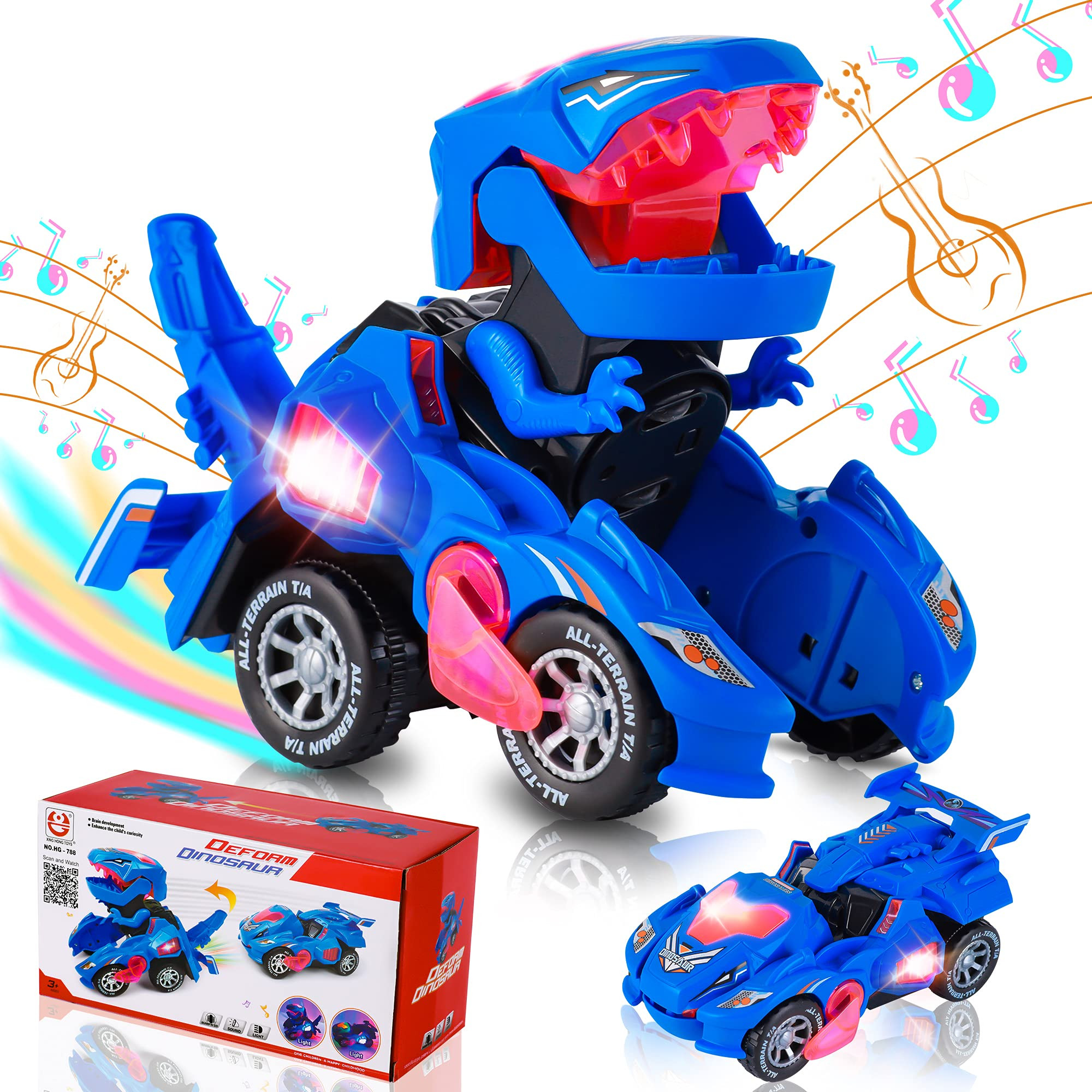 Hirger Transforming Dinosaur Car Toy for Kids, Transformer Monster Truck Toys for Boys, Birthday ... | Amazon (US)