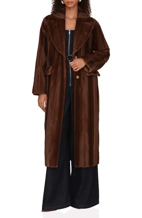 Avec Les Filles Long Faux Fur Coat in Brown Mink at Nordstrom, Size X-Small | Nordstrom